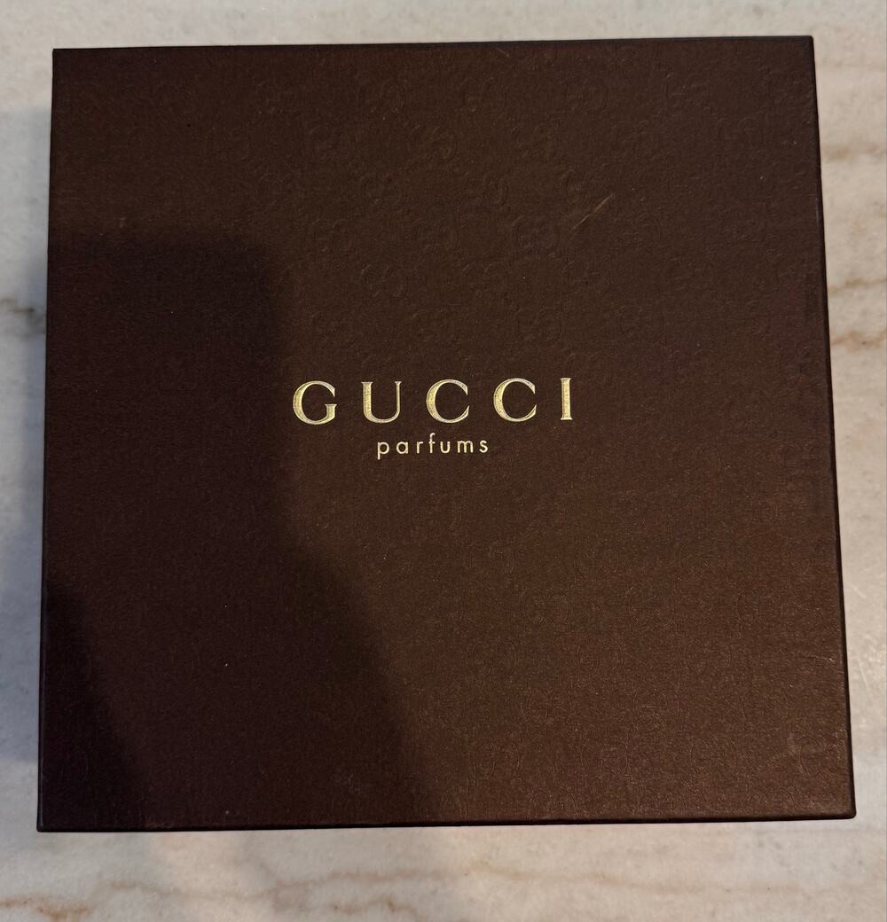 Vintage Gucci Parfums Brown Monogram Presentation Storage Box – 10” Square